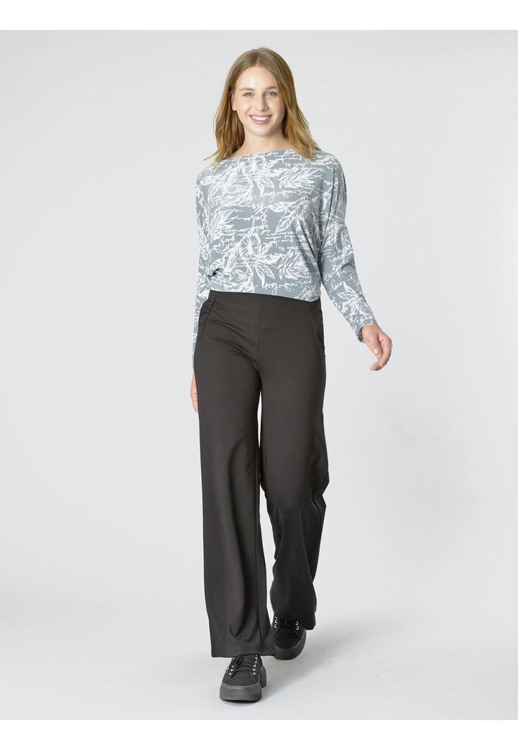 Pantalón Ancho Elasticado Negro-1