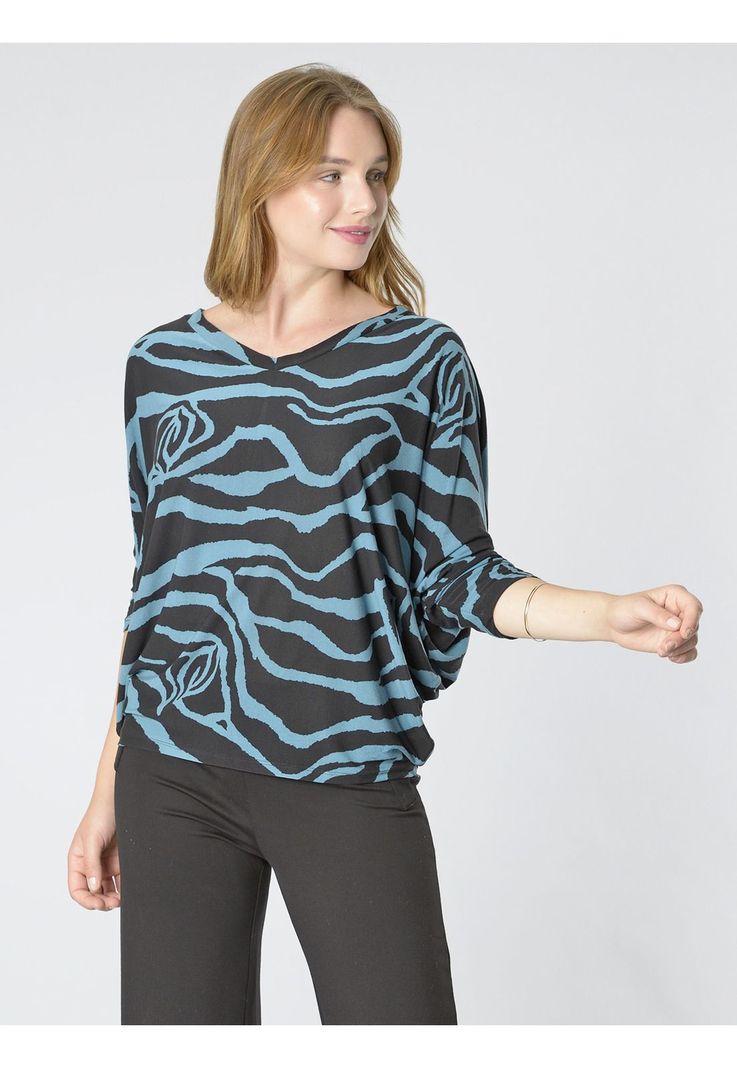 Polera Rebeca Animal Print Turquesa-0