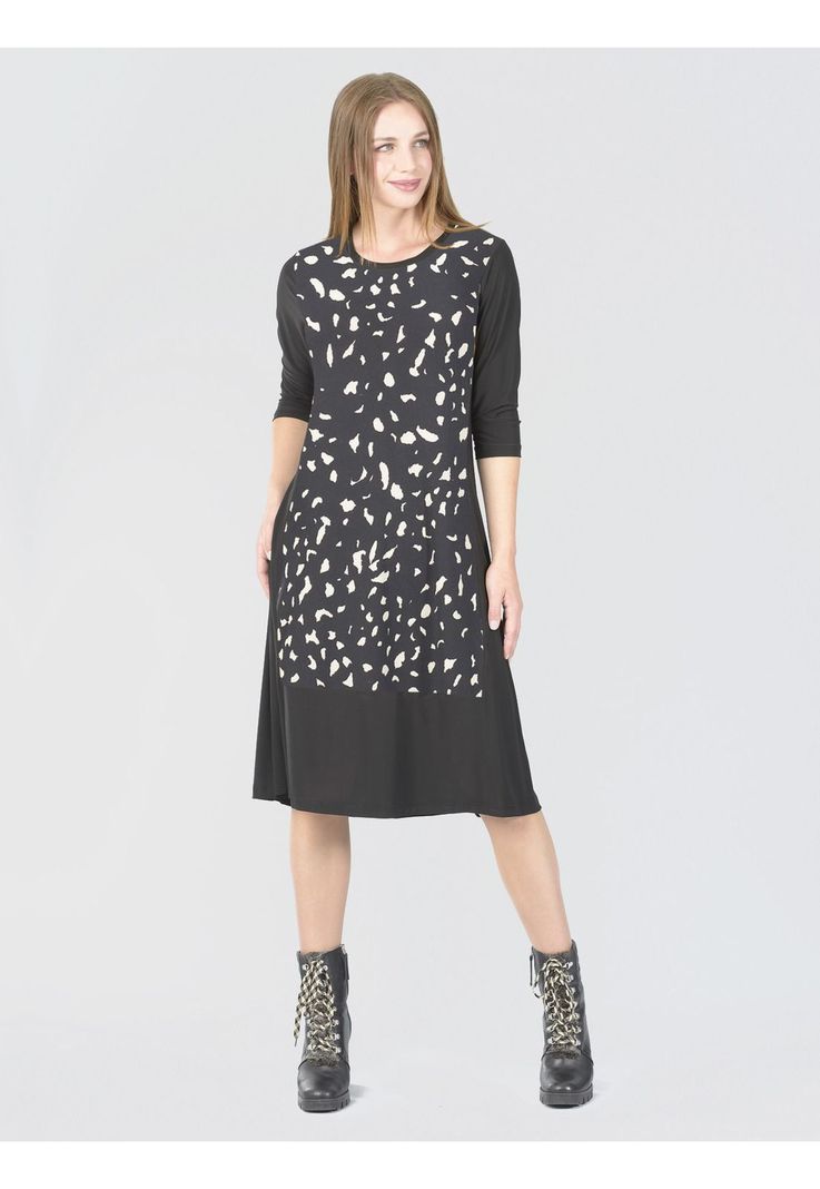 Vestido Campana Estampado Negro-0