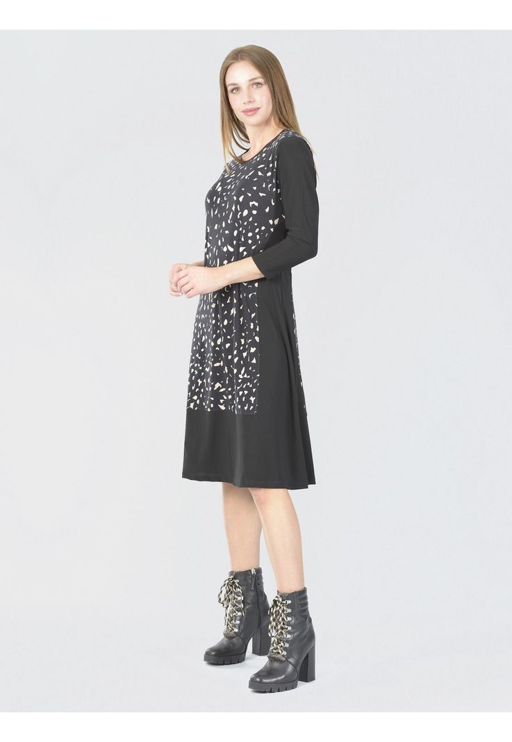 Vestido Campana Estampado Negro-1