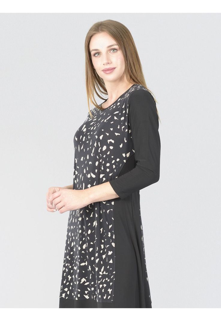 Vestido Campana Estampado Negro-2