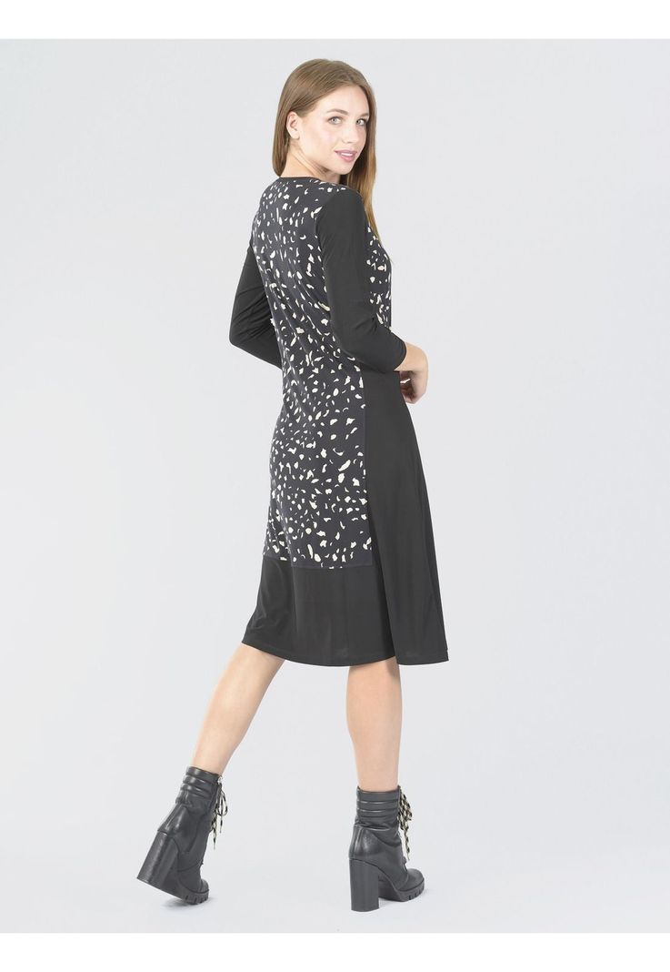 Vestido Campana Estampado Negro-4