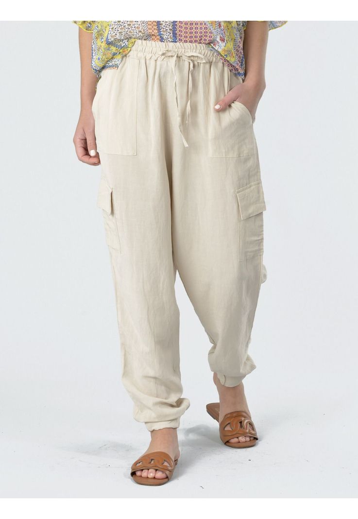 Pantalón Bombacho Liso Italiano Crema-1