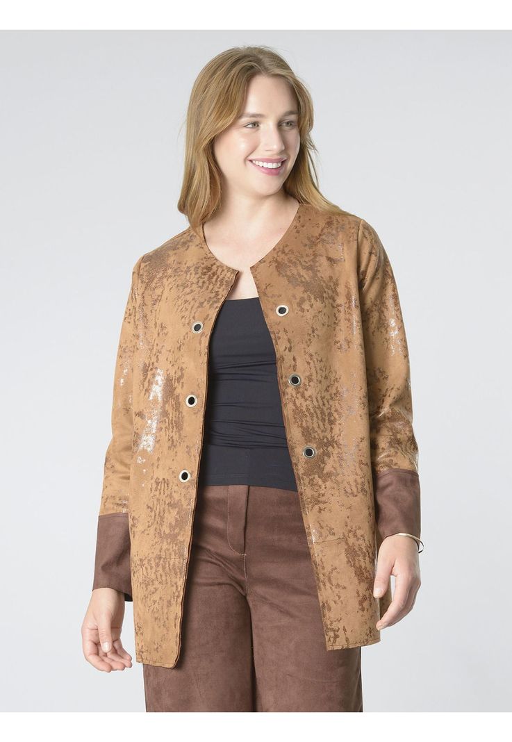 Chaqueta Ecocuero Ojetillos Café-0