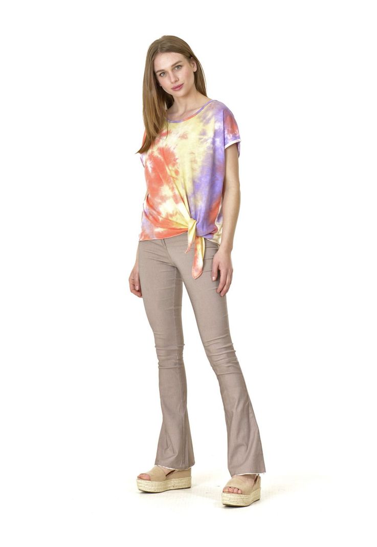 Polera Nudo Estampada Coral-1