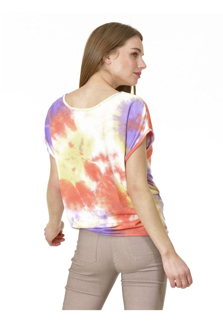 Polera Nudo Estampada Coral-4