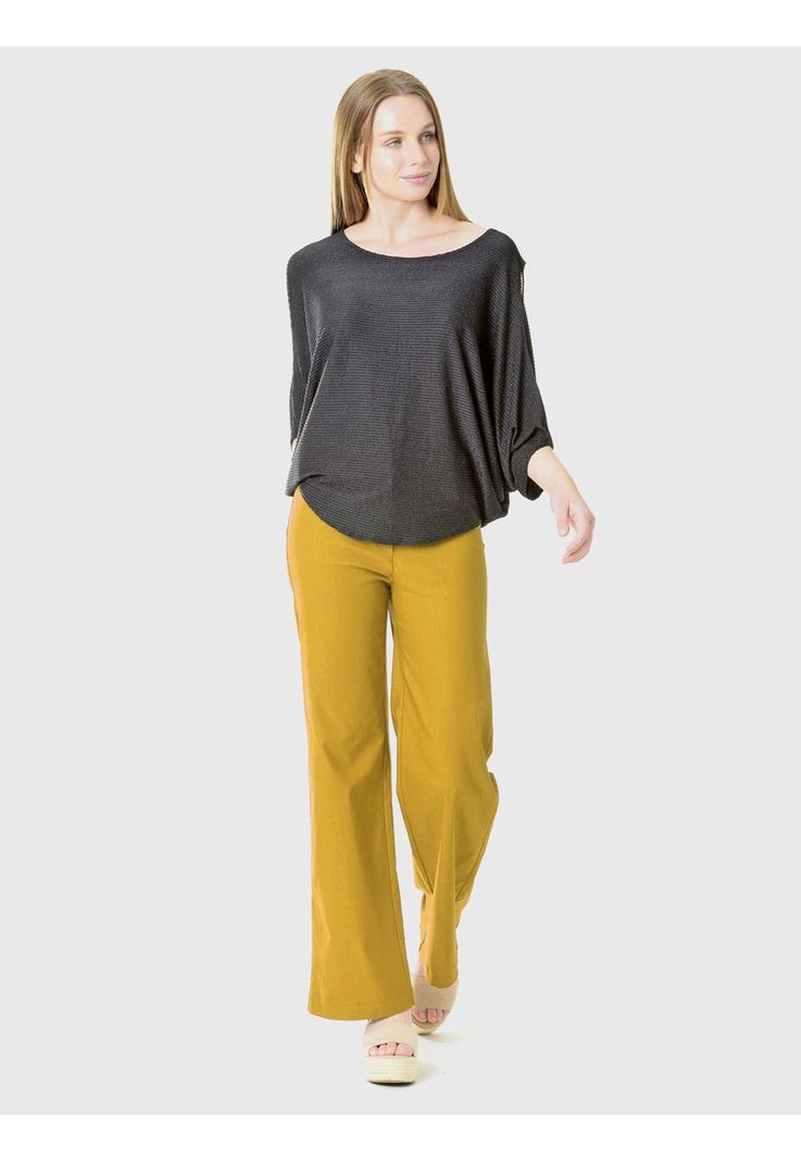 Pantalón Ancho Gabardina Mostaza-0