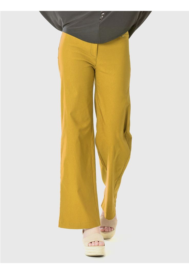 Pantalón Ancho Gabardina Mostaza-1