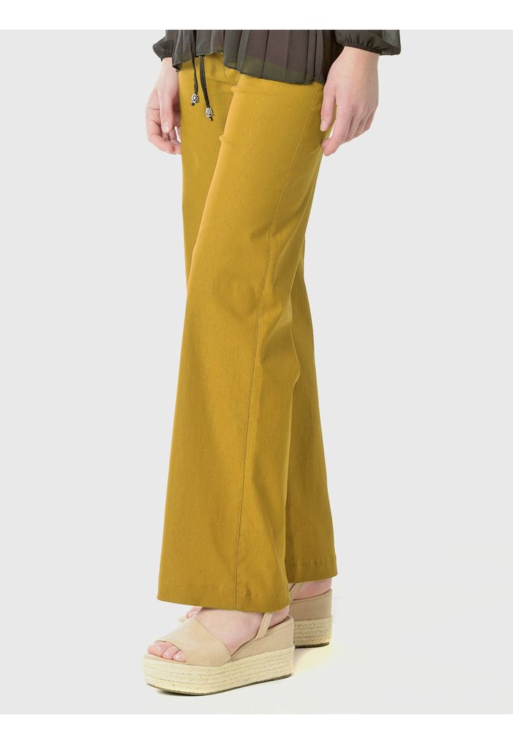 Pantalón Ancho Gabardina Mostaza-2