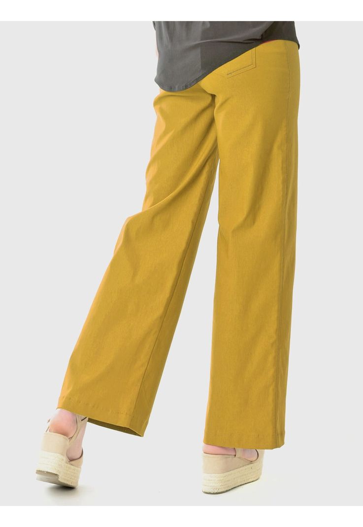 Pantalón Ancho Gabardina Mostaza-3