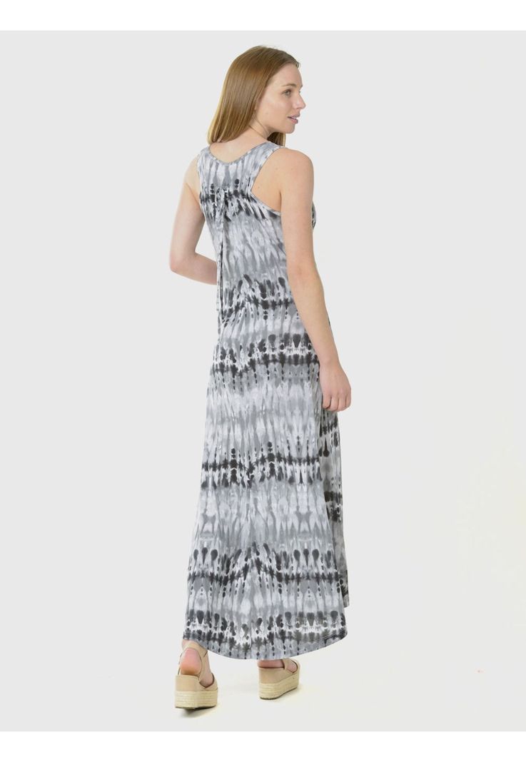 Vestido Largo Sin Mangas Gris-4