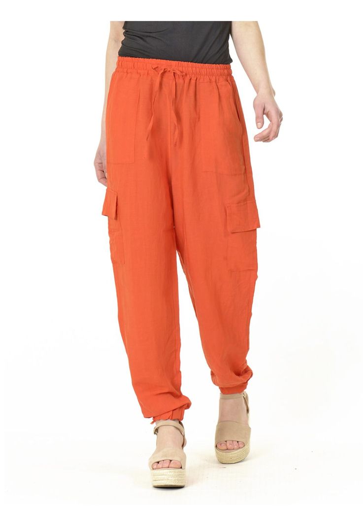 Pantalón Bombacho Liso Italiano Naranjo-0