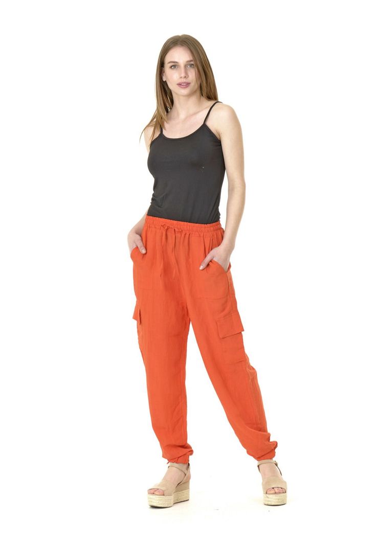 Pantalón Bombacho Liso Italiano Naranjo-1