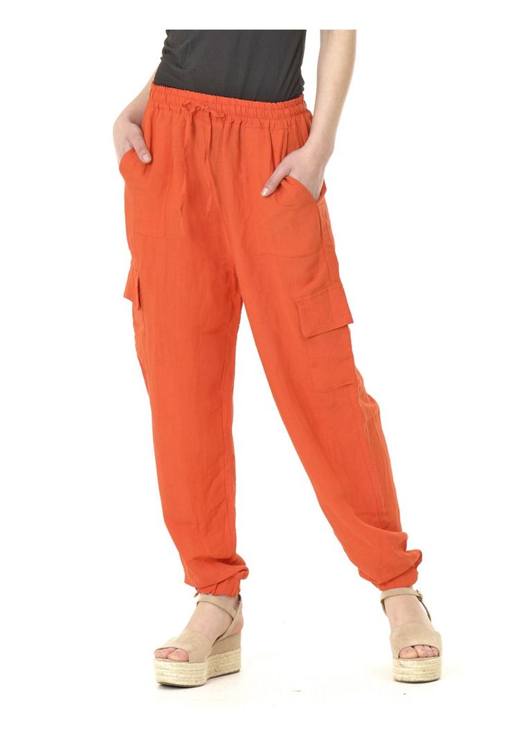Pantalón Bombacho Liso Italiano Naranjo-2