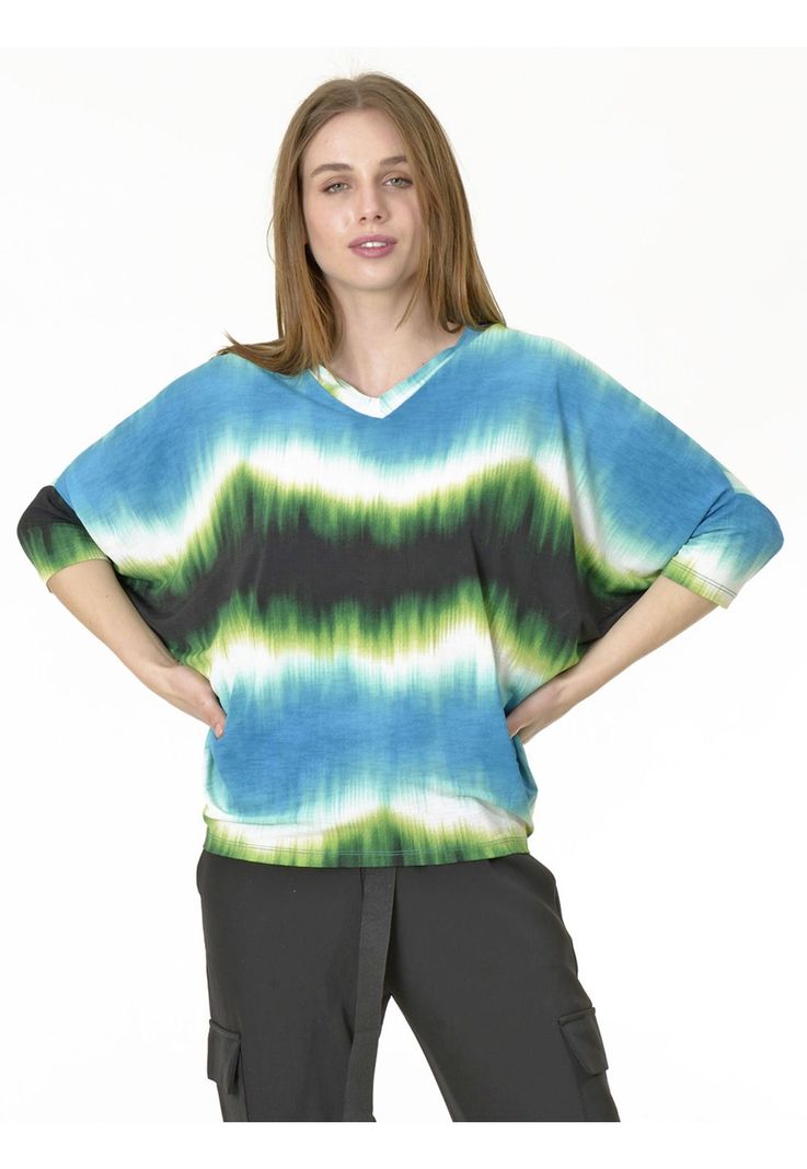 Polera Rebeca Estampada Celeste-0