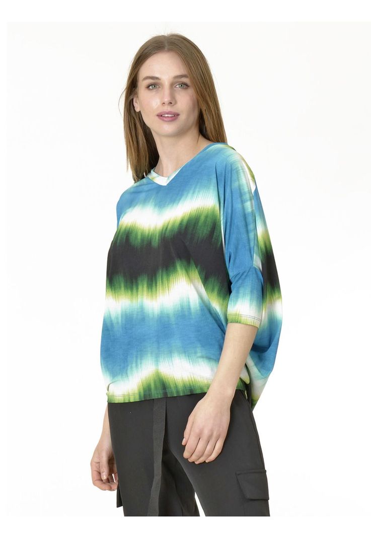 Polera Rebeca Estampada Celeste-2
