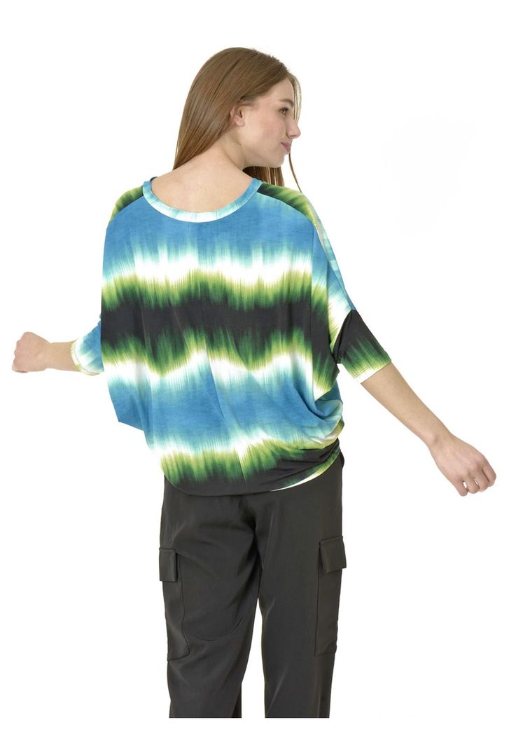 Polera Rebeca Estampada Celeste-5