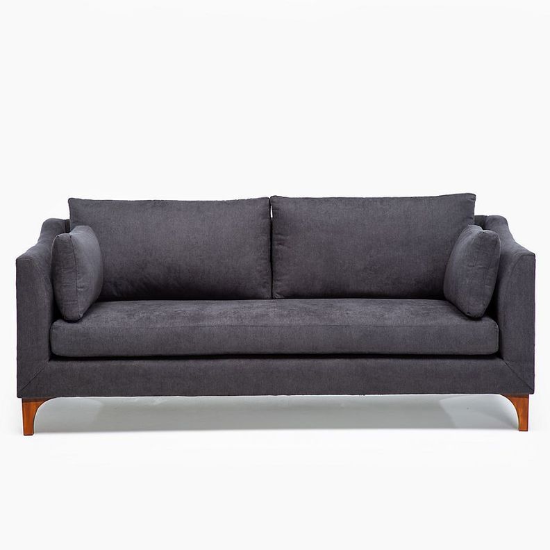 Sofa 3 Cuerpos Grecia Tela Gris Grafito Gris Oscuro