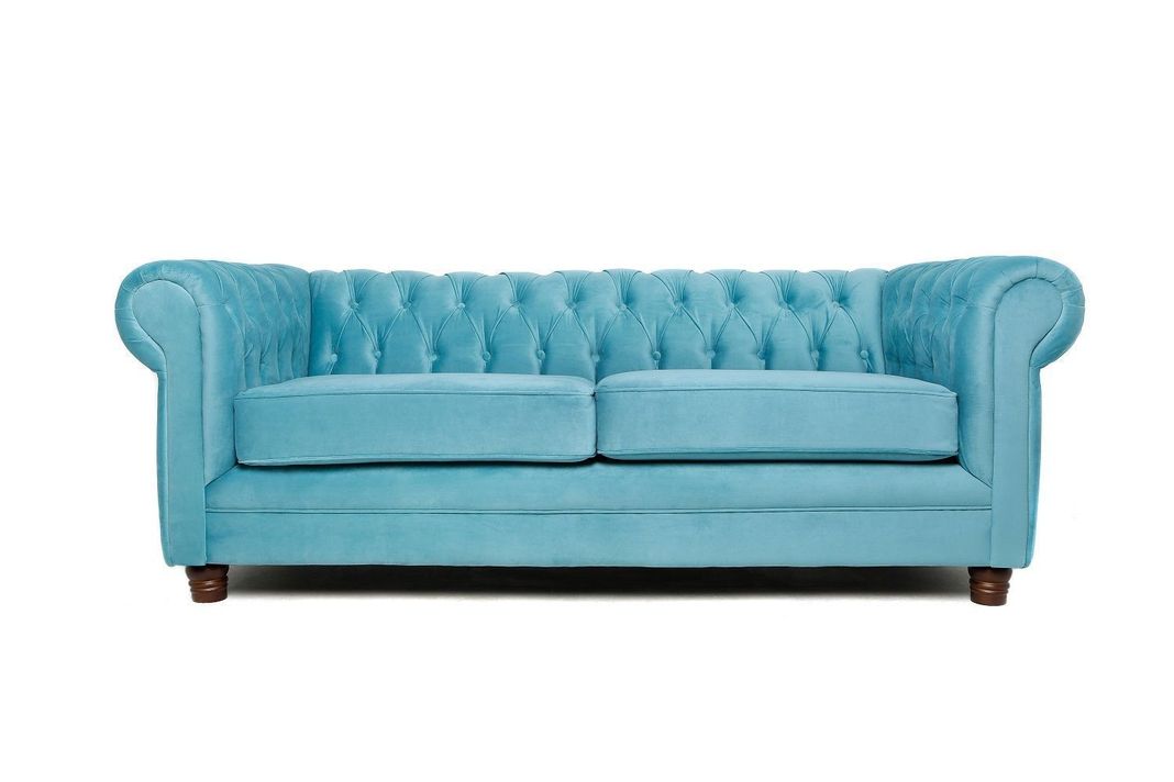 Sofa 3 Cuerpos Chesterfield Velvet Turquesa