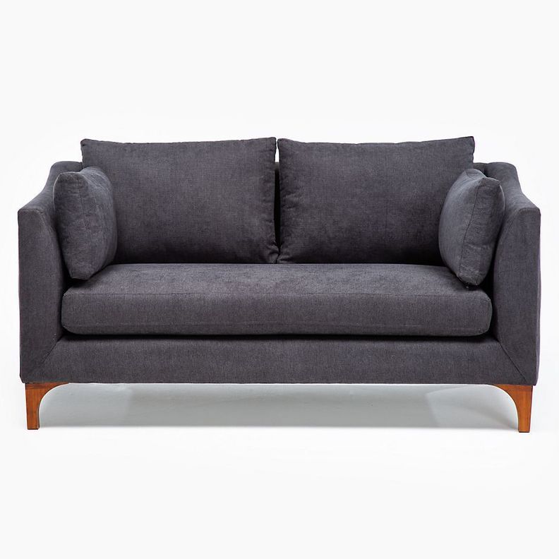 Sofa 2 Cuerpos Grecia Tela Gris Grafito Gris Oscuro
