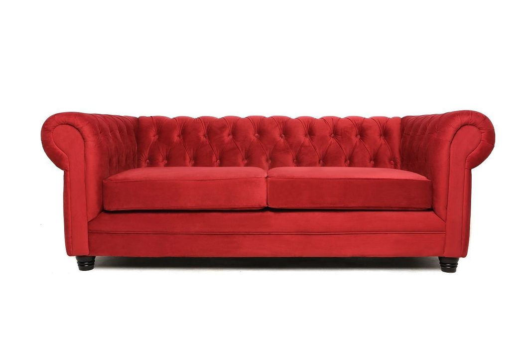 Sofa 3 Cuerpos Chesterfield Velvet Rojo