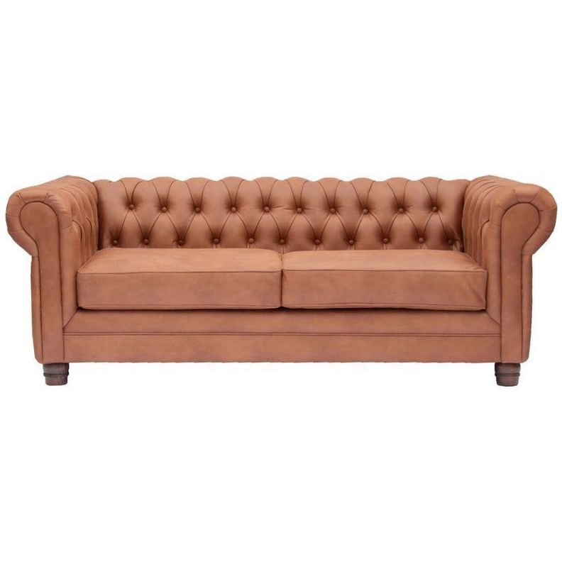 Sofa 3 Cuerpos Chesterfield Cuero Bonded Cafe
