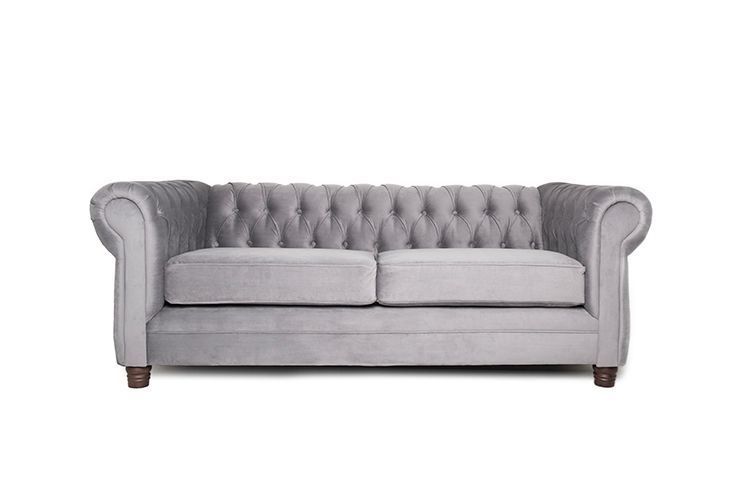 Sofá Chesterfield 3C Velvet Gris-0