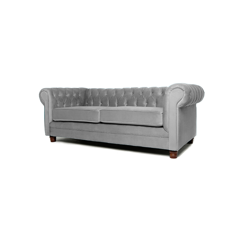 Sofá Chesterfield 3C Velvet Gris-1