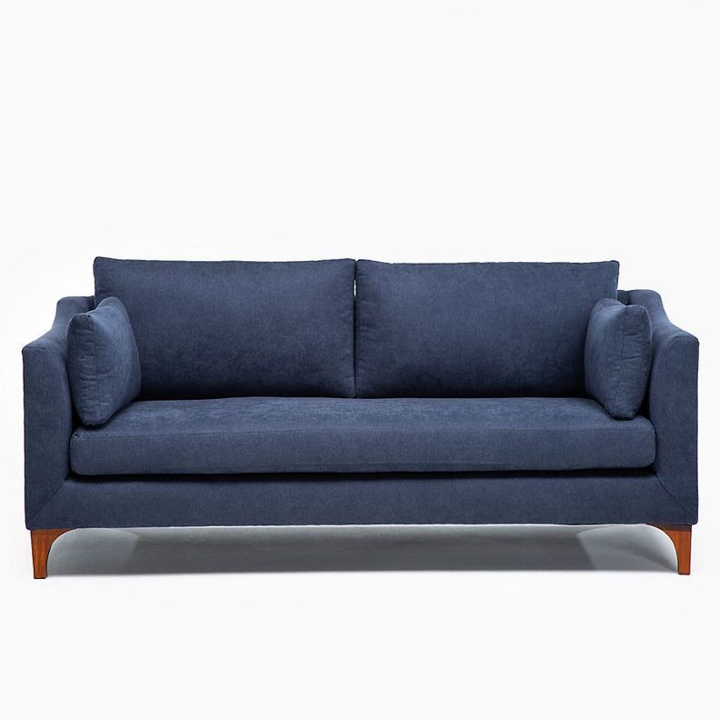 Sofa 3 Cuerpos Grecia Tela Azul Acero