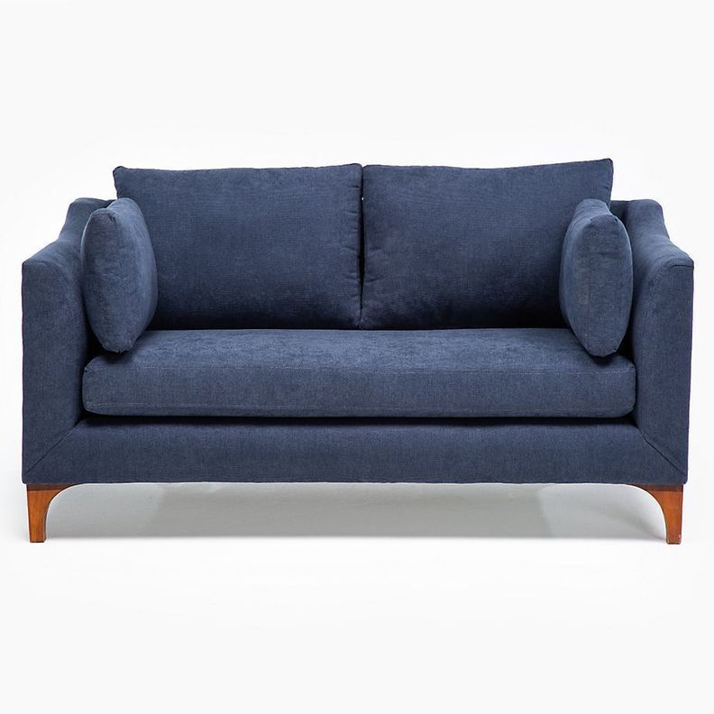 Sofa 2 Cuerpos Grecia Tela Azul Acero