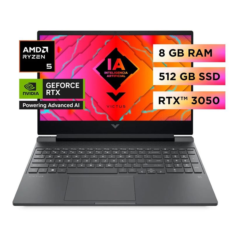 Notebook HP Gamer Victus 15-fb2002la R5 8GB 512GB RTX3050 6GB-1