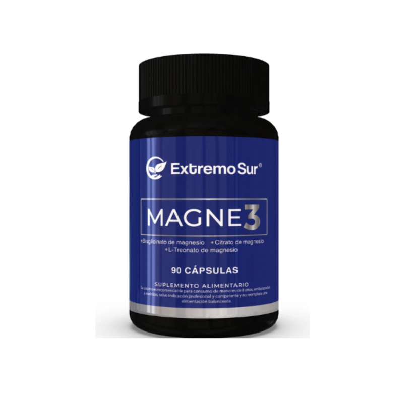 Magnesio Bisglicinato + Citrato + L-Treonato Magne3 90 Cápsulas EXTREMO SUR-0