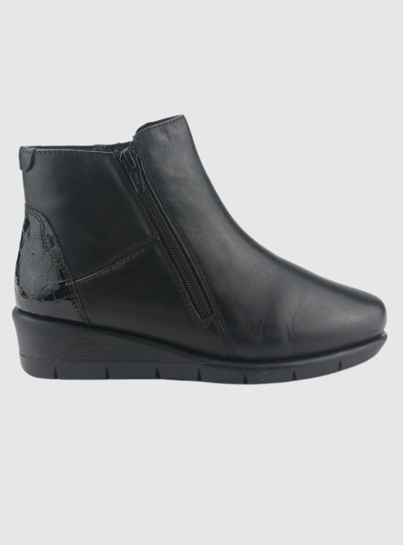 Botin de Cuero Mujer Casual Negro Calafate-0