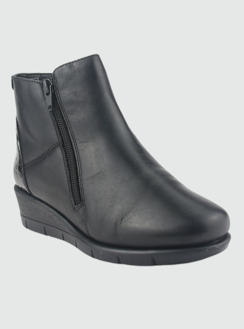 Botin de Cuero Mujer Casual Negro Calafate-2