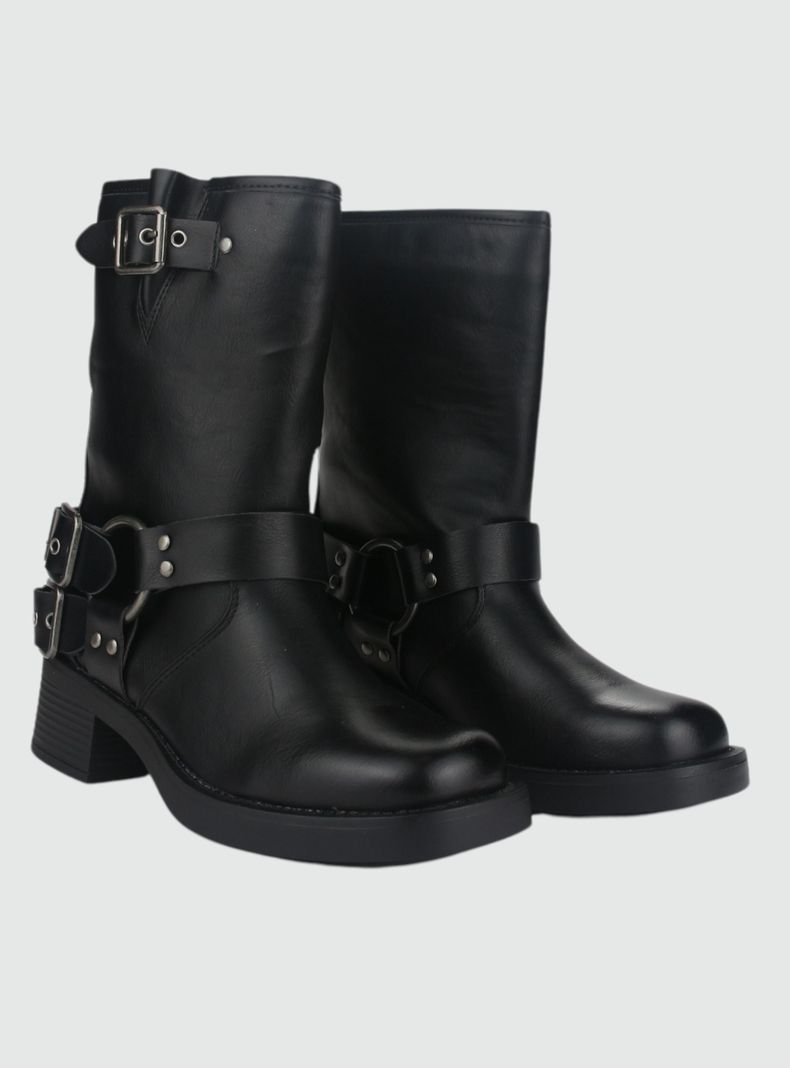 Botin Chalada Mujer Biker-1 Negro Casual-3