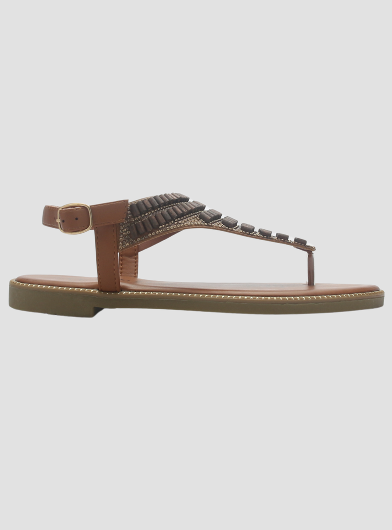 Sandalia Mujer Casual Camel Chalada Buckel-5