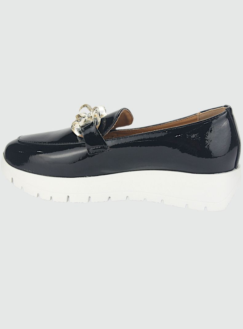 Mocasin Chalada Mujer Wonder-1 Negro Blanco Casual-1
