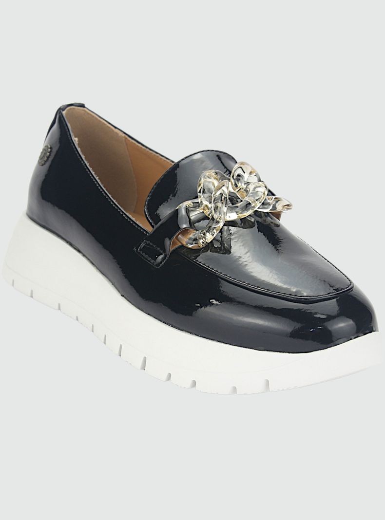 Mocasin Chalada Mujer Wonder-1 Negro Blanco Casual-2