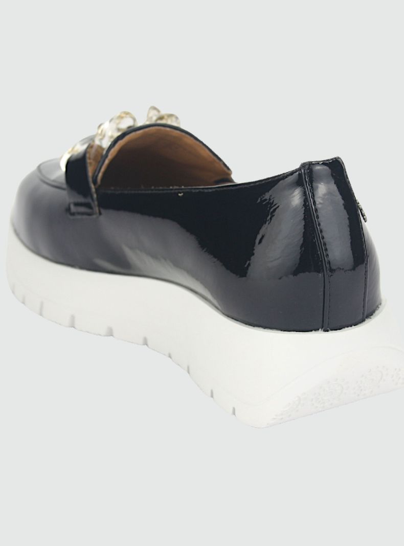 Mocasin Chalada Mujer Wonder-1 Negro Blanco Casual-3