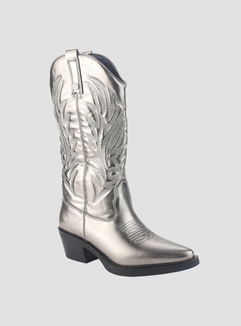 Bota Chalada Mujer West-22 Plateado Casual-2