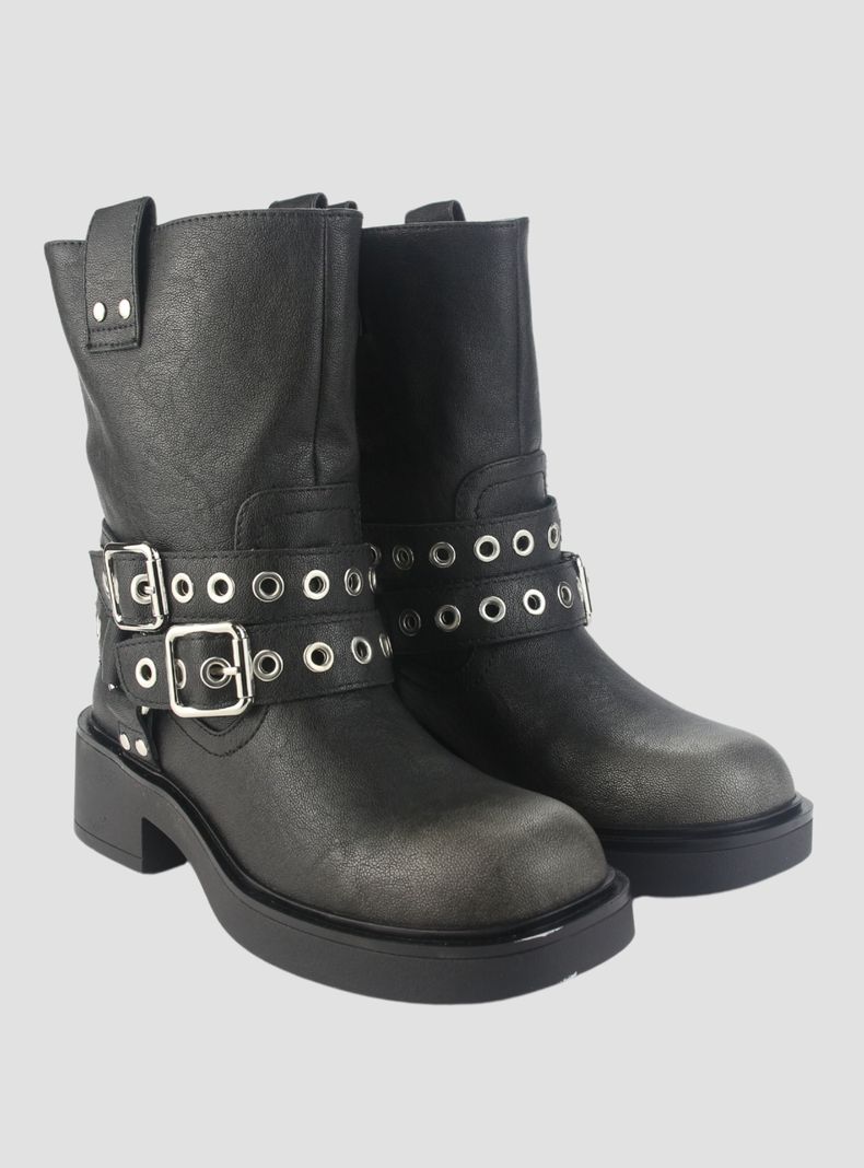 Botin Chalada Mujer Biker-5 Negro Casual-4