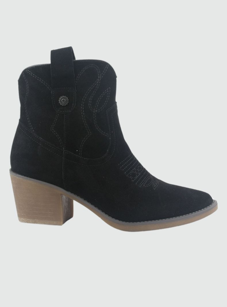 Botin de Cuero Mujer Casual Negro Reno-0