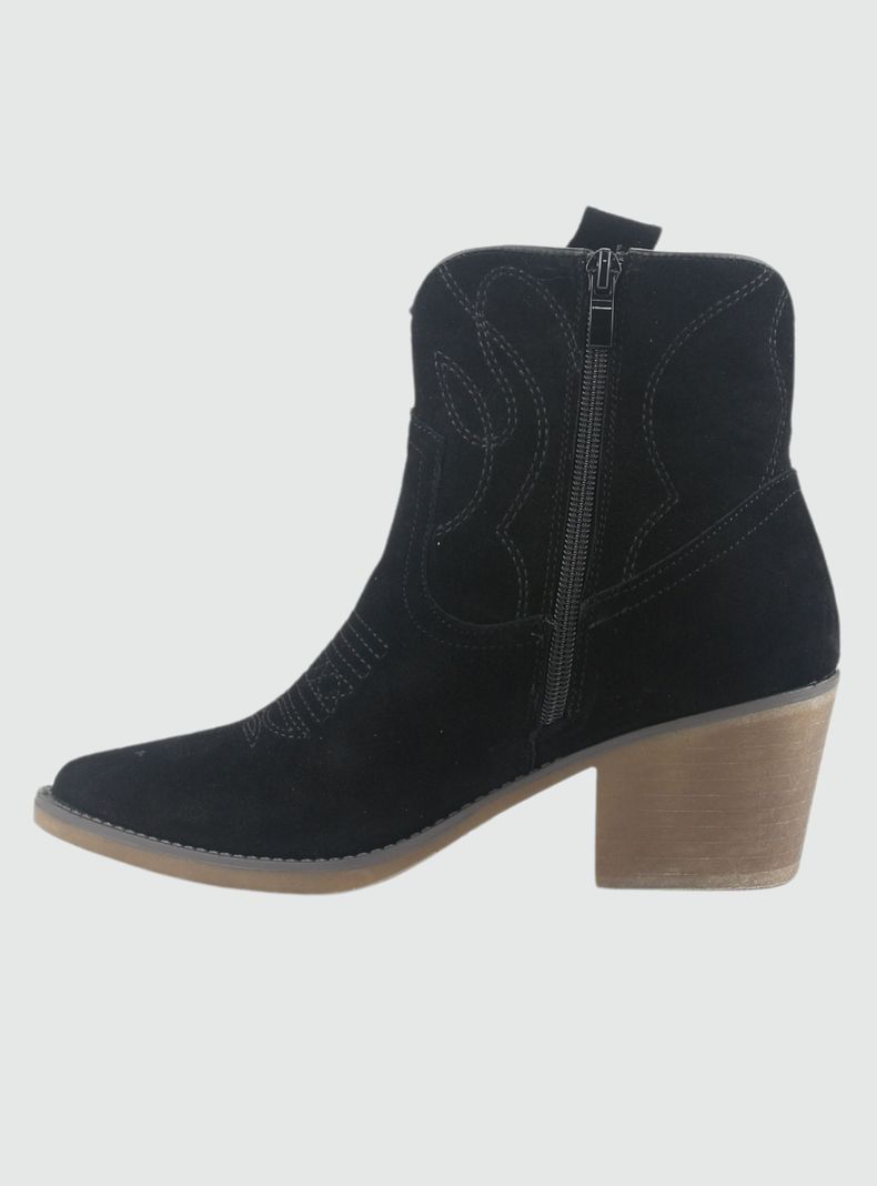 Botin de Cuero Mujer Casual Negro Reno-1