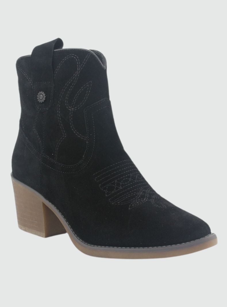 Botin de Cuero Mujer Casual Negro Reno-2
