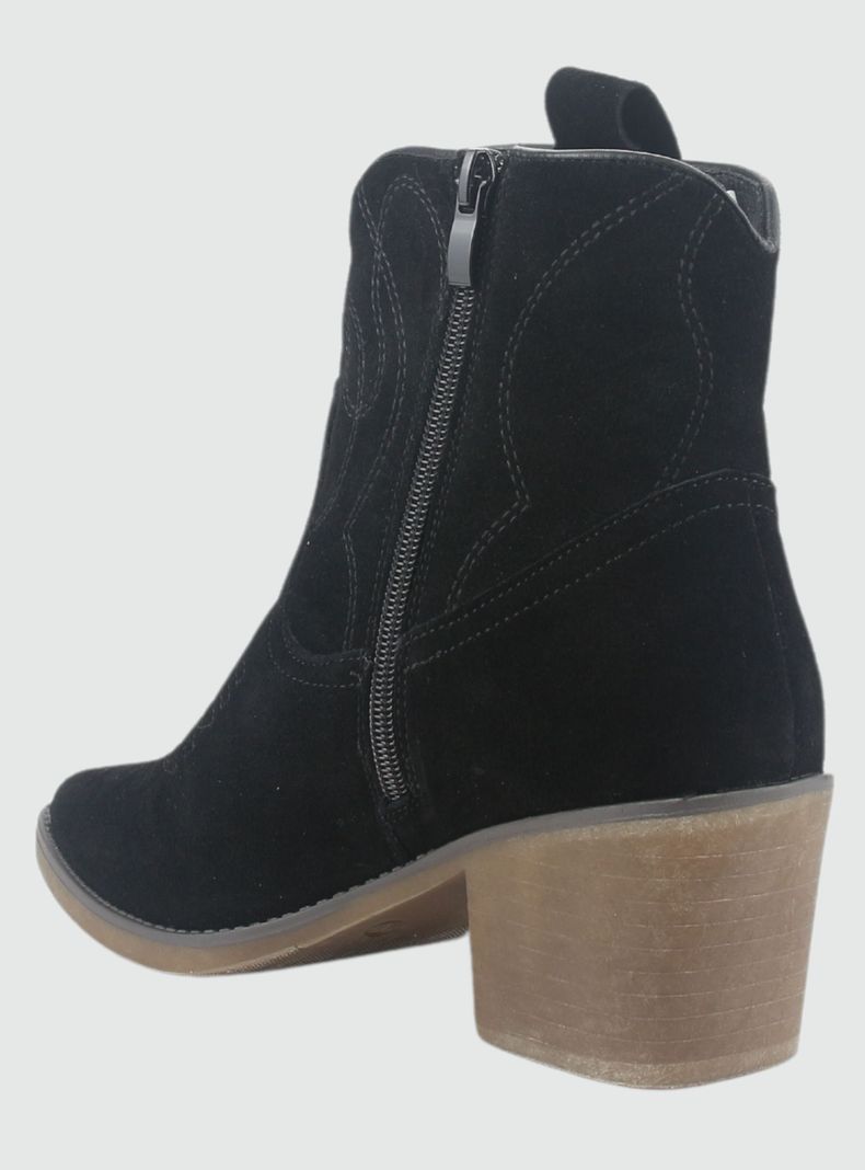 Botin de Cuero Mujer Casual Negro Reno-3