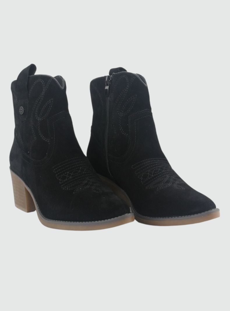 Botin de Cuero Mujer Casual Negro Reno-4