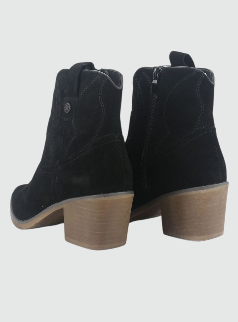 Botin de Cuero Mujer Casual Negro Reno-5