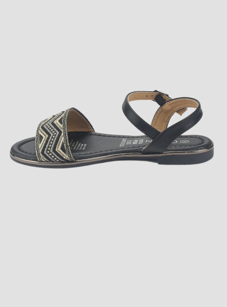 Sandalia Chalada Mujer Call-29 Negro Plana-1