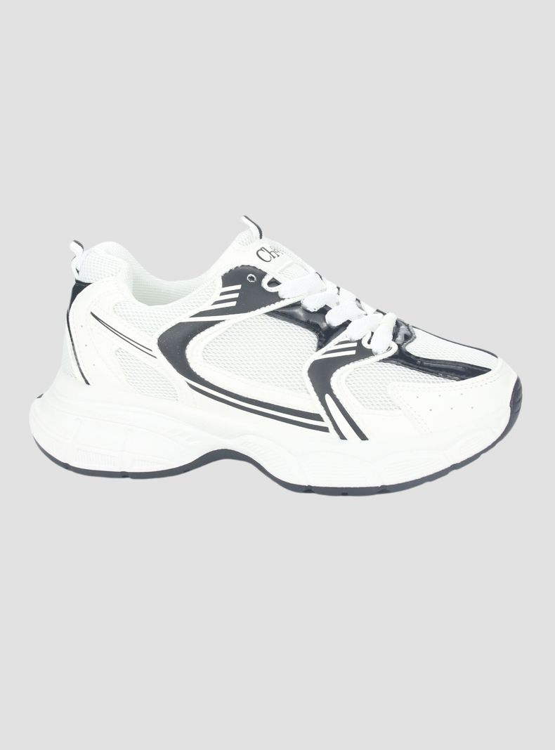 Zapatilla Chalada Mujer New-5 Blanco Negro Urbano-0