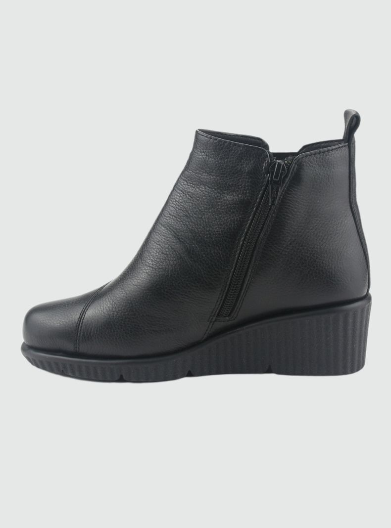 Botin de Cuero Mujer Casual Negro Mosqueta-1